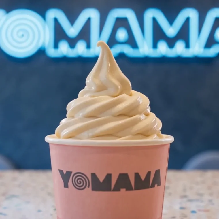 A YOMAMA cup with a swirl of frozen yoghurt